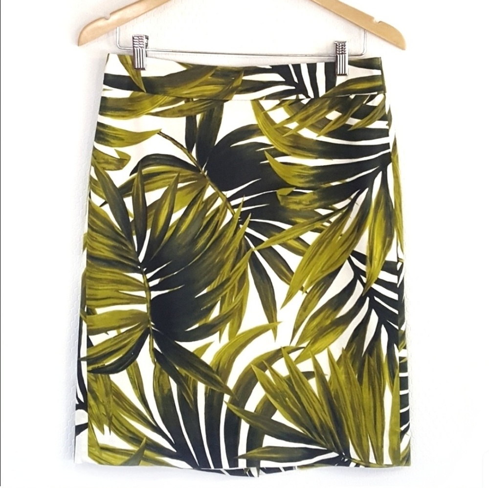 Ann Taylor Pencil Skirt Tropical Leaves Midi